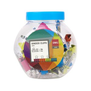 ფერადი კლიფსების ნაკრები, 15x19x25 მმ., 24 ც., DELI [998560]
