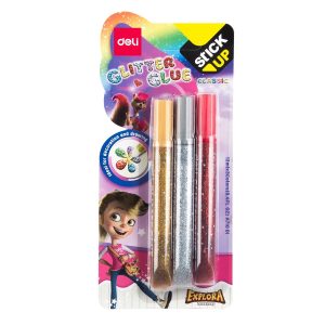 წებო, Glitter Glue, 12 მლ. x 3 Colorful, DELI [A71001]