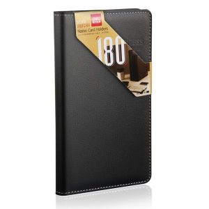 ტყავის სავიზიტე ბლოკნოტი, 180 ბარათზე, DELI [95792]