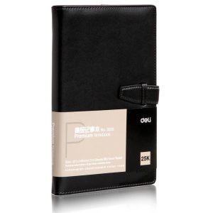 ბლოკნოტი ტყავის ყდით, ხაზი, 205x143 მმ., 114 ფურცელი, DELI [E3335]