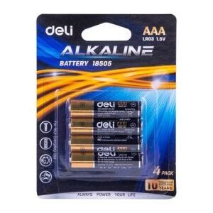 ელემენტი, Alkaline Battery, AAA, LR03, 4 ც., DELI [18505]