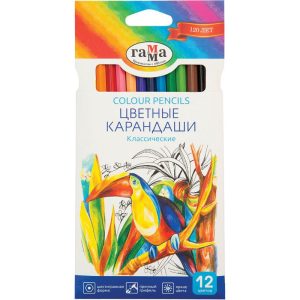 ფერადი ფანქრები, Классика, 12 ფერი, ГАММА [050918_02]