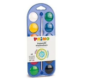 აკვარელი, Watercolour set 12 tablets 30 mm. + 1 brush, PRIMO [107A12A]