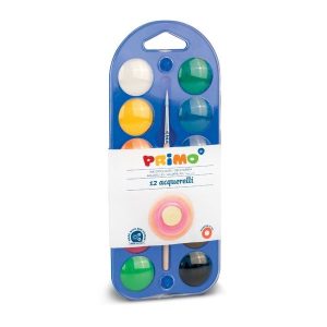 აკვარელი, ფუნჯით, 12x25 მლ., 12 ფერი, PRIMO [110A12B]