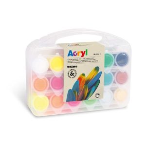 აკრილის საღებავი, PP case containing 18 pots x 25 ml. of acrylic paint + 2 canvas boards, PRIMO [416TB18ASP]