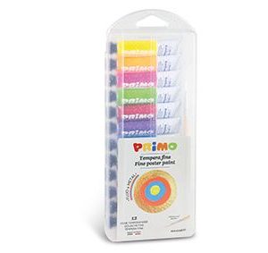 გუაში, Set with 12 ml. poster paint tubes, polypropylene box with 8 metallic and 4 fluo colors, PRIMO [450T12FMP]