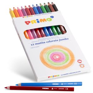 ფერადი ფანქრების ნაკრები, Set with 12 Maxi coloured pencils, 100% FSC Pinus Strobus, PRIMO [510MAXI12EFSC]