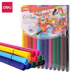 ფლომასტერების ნაკრები, 12 ფერი, DELI [C157-12]