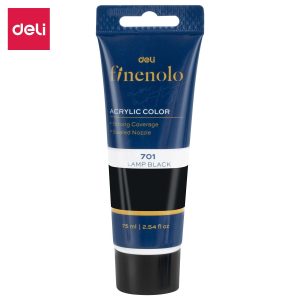 აკრილის საღებავი, ტუბა, 75 მლ., Black, DELI [C75-BK]