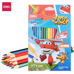 ფერადი ფანქრების ნაკრები, Super Wings, 18 ც., DELI [EC00810]