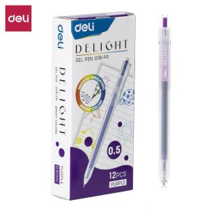 კალამი, მელნიანი, Gel Pen, 0.5 მმ., იასამნისფერი, DELI [G118-PR]