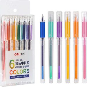 კალამი, მელნიანი, Gel Pen, 6 ფერი, DELI [A125]