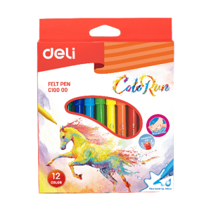 ფლომასტერი, 12 ფერი, DELI [C10000]