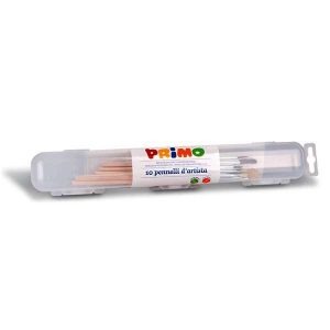 სახატავი ფუნჯების ნაკრები, Polypropylene box with 5 round-tipped and 5 flat-tipped brushes assorted sizes, PRIMO [1239PTQ10]