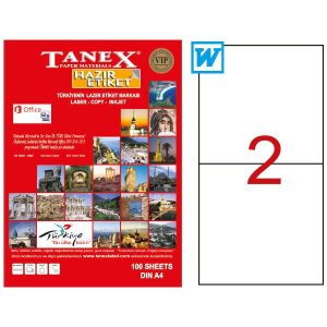 ლეიბლი, A4, 2 ნაჭრიანი, 210x148,5 მმ., 100 ფურცელი, TANEX [2102]