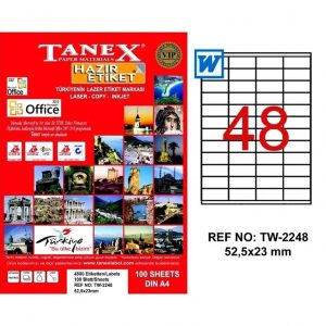 ლეიბლი, A4, 48 ნაჭრიანი, 52,5x23 მმ., 100 ფურცელი, TANEX [2248]