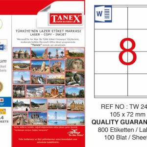 ლეიბლი ა4 1*8 100ფურც (105x72) - 8 ნაჭრიანი Tanex