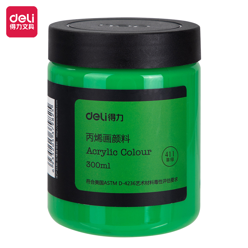 აკრილის საღებავი, 300მლ , 73875-GRASS GREEN , DELI - Image 1