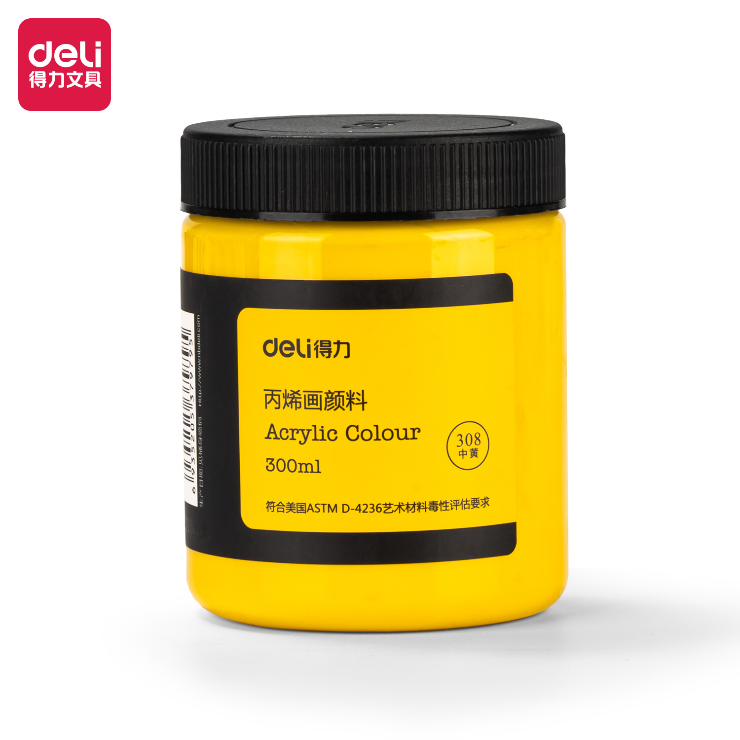 აკრილის საღებავი, 300მლ , 73875-MEDIUM YELLOW , DELI - Image 1