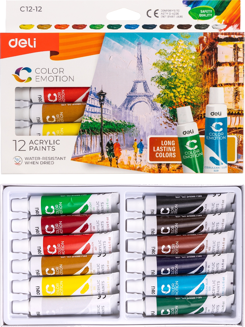აკრილის საღებავი 12ფ.,12მლ.,C1212, DELI - Image 2