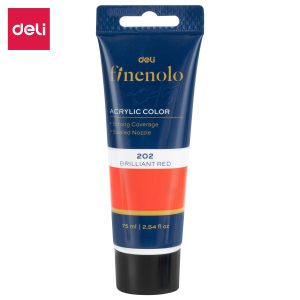 აკრილის საღებავი, 75მლ ტუბა, BRILLANT RED C75-BE , DELI