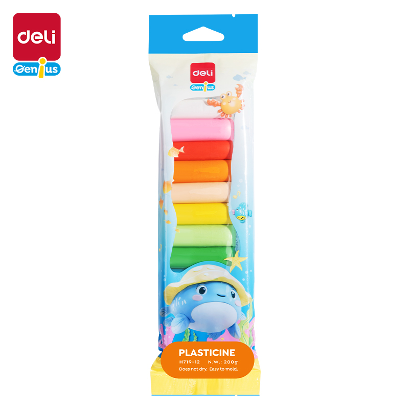 საძერწი მასალა Plasticine 12ფერი, H719-12, DELI - Image 1