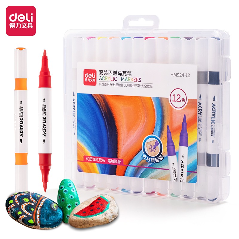 მარკერი Acrylic Marker HM924-12, DELI - Image 1