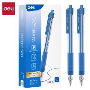კალამი ბურთულიანი ღილაკით Soft grip Bullet tip 0.7mm BLUE Q122-BL,DELI