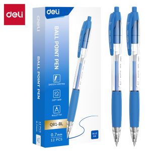 კალამი ბურთულიანი ღილაკით 0.7mm Q81-BL Blue, DELI