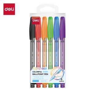 კალმების ნაკრები 6ცალი Bullet tip 0.7mm Q99-6C, DELI