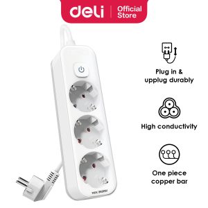 დამაგრძელებელი 3.0m, 3 outlets,T432 , DELI