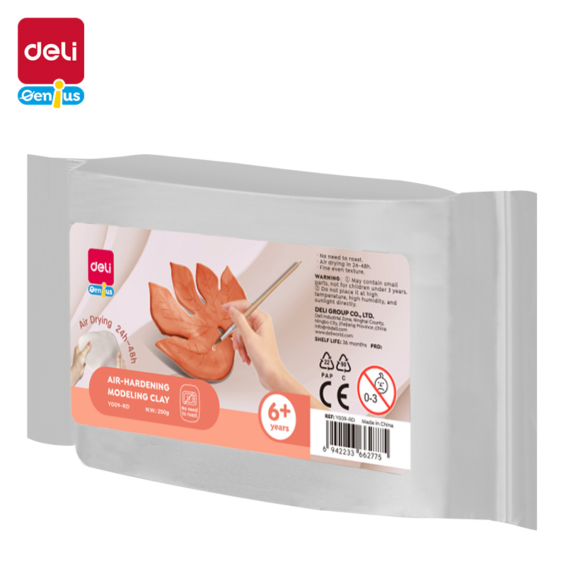 საძერწი თიხა White Modelling clay. Brown of 250 gr Y009-RD , DELI - Image 1
