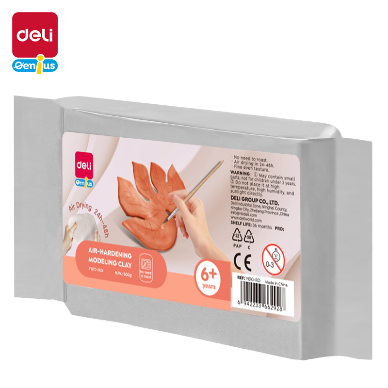 საძერწი თიხა BROWN Modelling clay. Block of 500 gr Y010-RD , DELI - Image 1