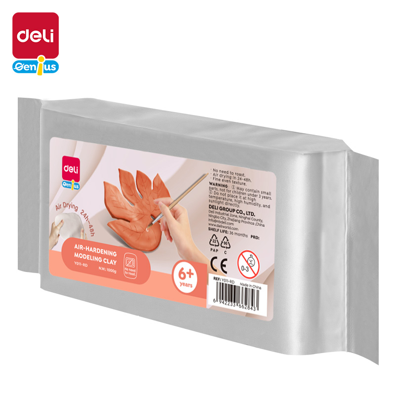 საძერწი თიხა BROWN Modelling clay. Block of 1000 gr Y011-RD , DELI - Image 1